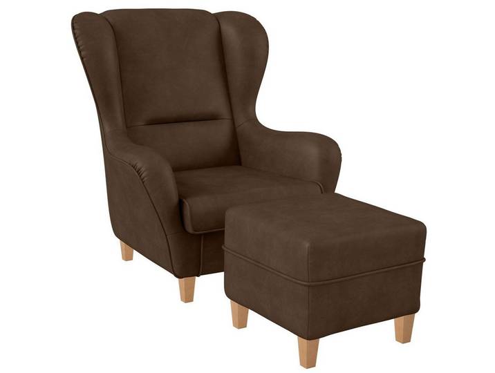 Supellex Ohrensessel Sofia Relaxsessel mit Hocker – Nougatbraun