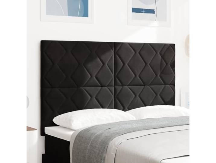 KTHLBRH Modernes Kopfteil im Block-Design mit schwarzem Diamant, 140 cm, aus Samt, solide Struktur aus Kiefernholz und technischem Holz, höhenverstellbar für Komfort