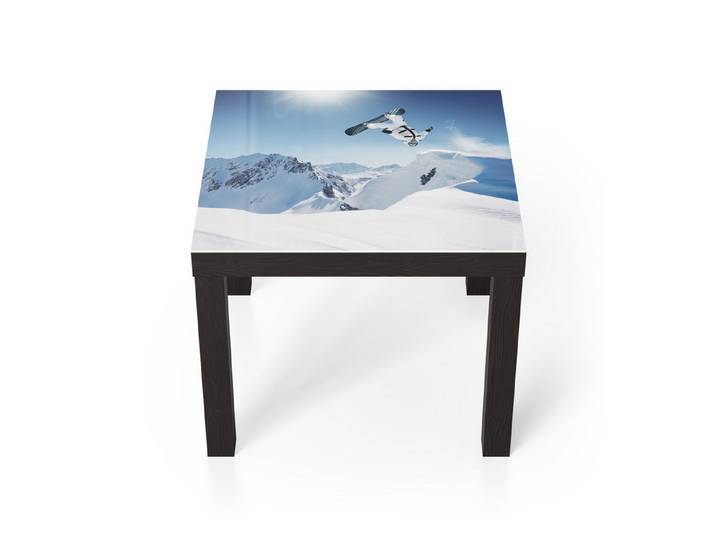 DEQORI Couchtisch 'Adrenalin im Schnee', Glas Beistelltisch Glastisch modern