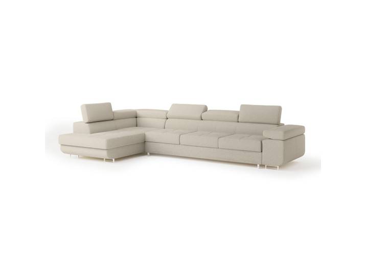ECKSOFA VICENTE Beige Boucle-Stoff mit Schlaffunktion
