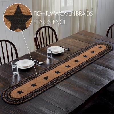 VHC Brands Farmhouse Jute Runner Stencil Stars 13x72