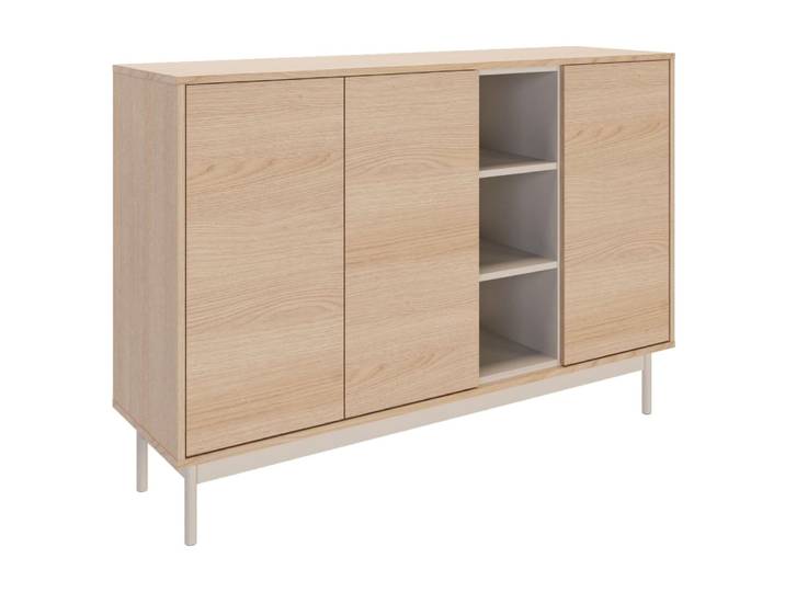 Buffet 3 portes aspect chêne / gris cachemire, 138 cm
