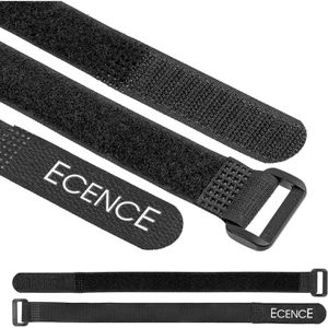 ECENCE Kabelbinder Universell, mit Klettverschluss, 200 x 20mm, schwarz, 12 Stück