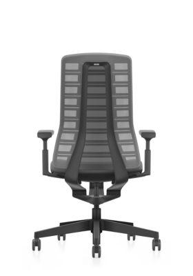 Interstuhl Bürostuhl PUREis3, verstellbare Armlehnen, 3D-Auto-Synchronmechanik, Muldensitz, Netzrücken, eisengrau/schwarz