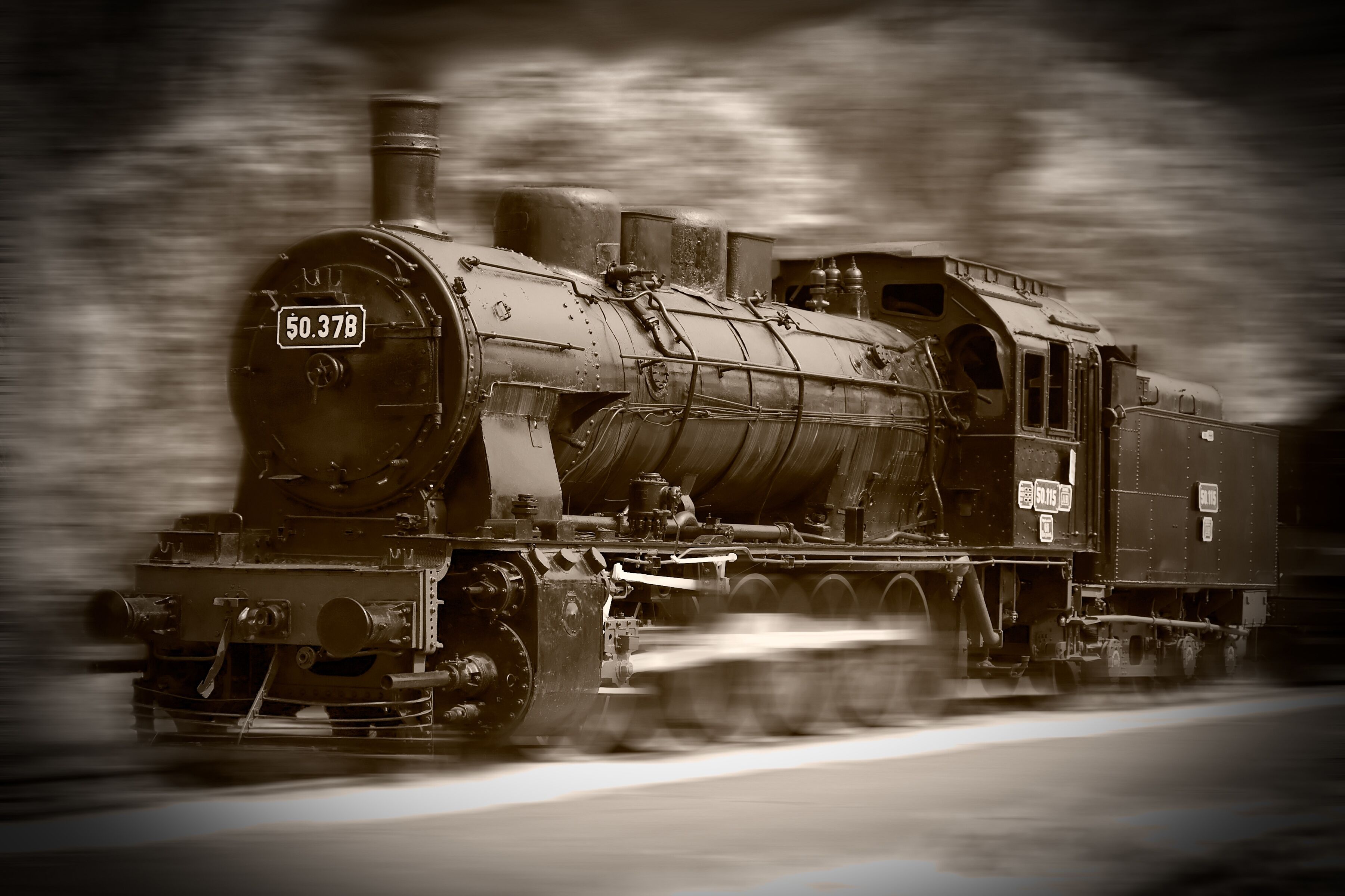 Fototapete PAPERMOON "Steam Locomotive", bunt, B:4m L:2,6m, Vlies, Tapeten, Fototapete bunt B/L: 4m x 2,6m, Bahnen: 8 Stk.