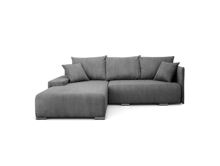 Lookway Ecksofa LAVIO L mit Schlaffunktion & Bettkasten – modernes, universelles L-Form Sofa 150x220 cm, Breite 246 cm, komfortable Wohnlandschaft mit Stauraum (Dunkelgrau - Anafi 03)