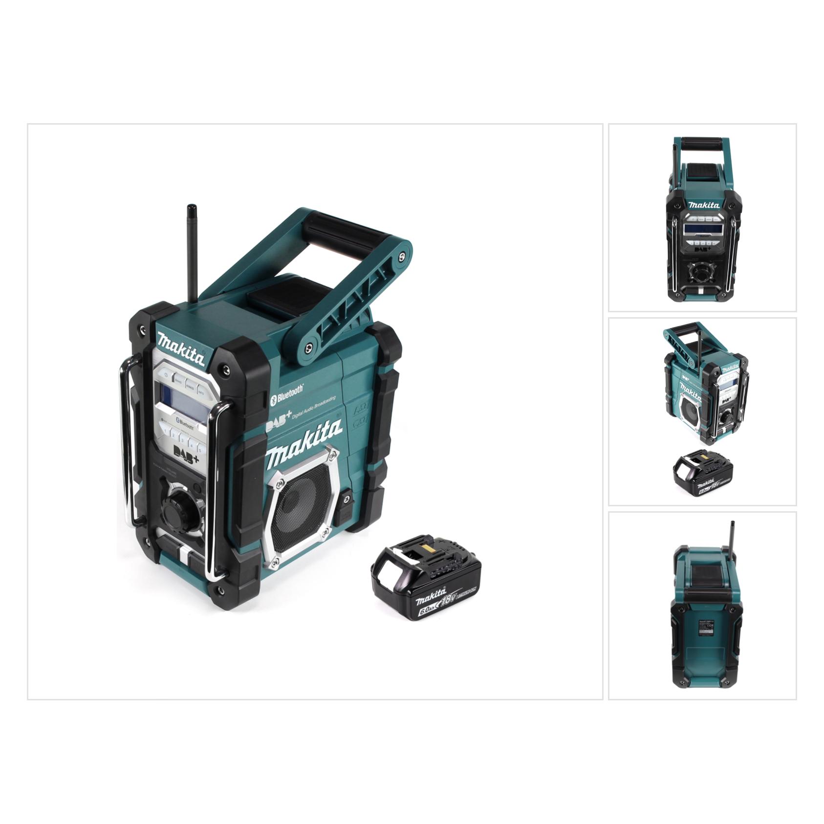 Makita DMR 112 G1 Akku Baustellen Radio 7,2 - 18V Bluetooth DAB+ + 1x 6,0Ah Akku - ohne Ladegerät (DAB, DAB+, FM, Bluetooth) (DMR112G1)