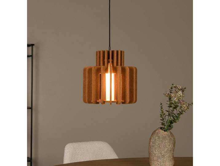 Hanglamp Rollo, dimbaar, terracotta, Woon-/ Eetkamer, Textiel / Stof / Zijde, Hanglamp
