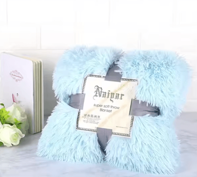Inspire Curations Super Soft Shaggy Faux Fur Throw Blanket water Blue blanket 80x120cm
