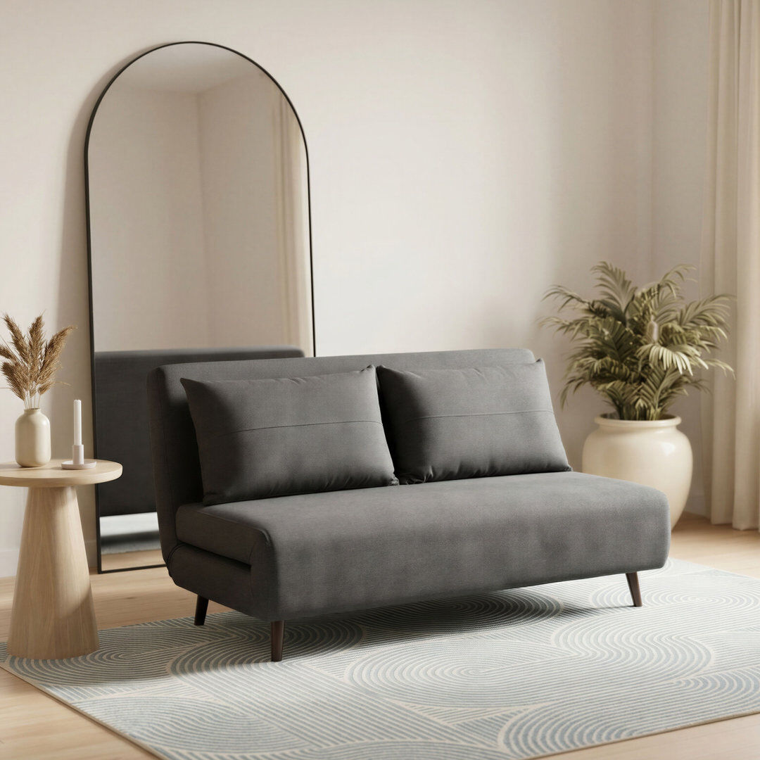 Canora Grey Berlyn Futon Sofa Bed - Luxury Simple Modern Folding Design Dark Grey Cotton Blend Full/Double