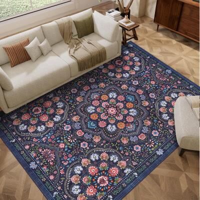 Garvee Vintage Mandala Floral Print Area Rug