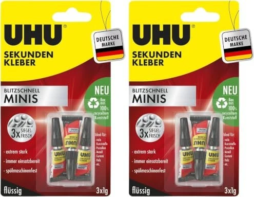 3 UHU Minis Sekundenkleber 3x 1,0 g
