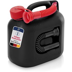 Hünersdorff Benzinkanister Premium 800300, 5 Liter, mit Auslaufrohr, schwarz, aus Kunststoff