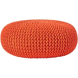 STRICK-POUF orange, Bodenkissen rund 70/70/23 cm