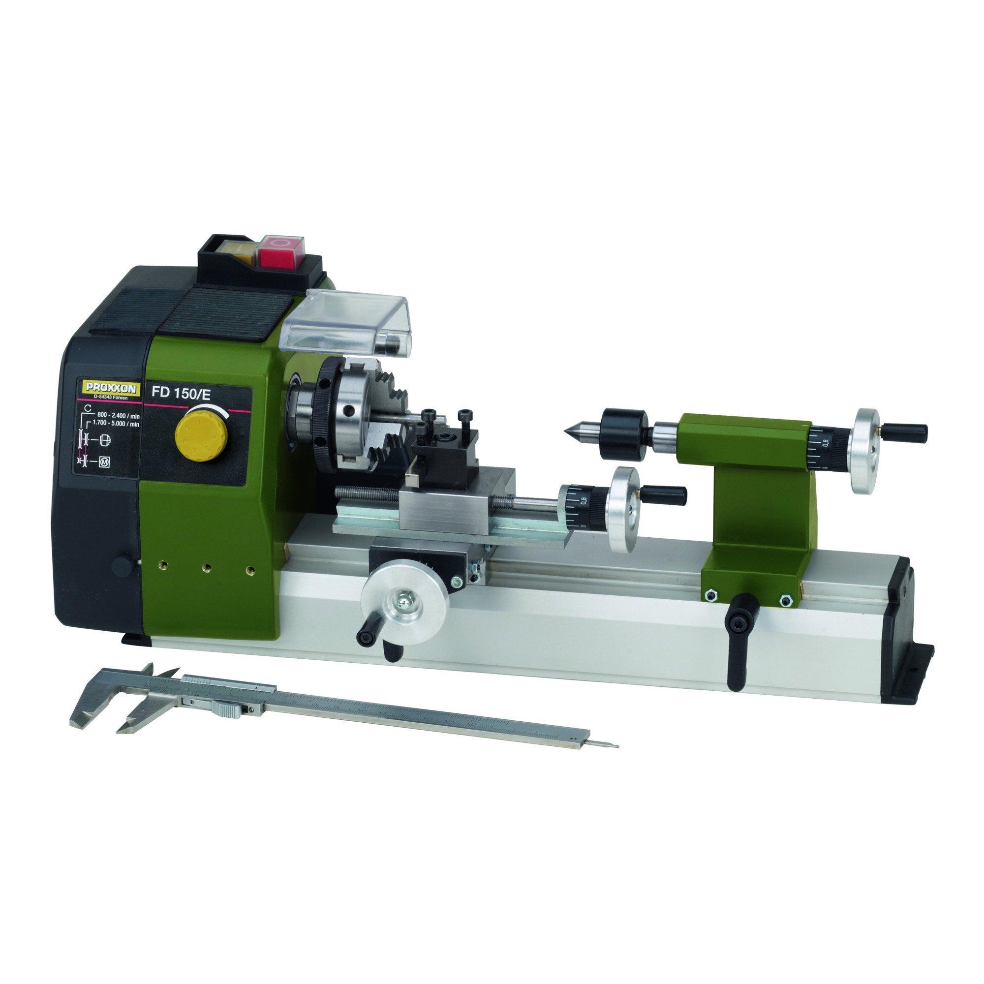 Proxxon FD 150/E Feindrehmaschine mit stufenloser Drehzahlregelung und Dreibackenfutter Ø80 mm, 24150)