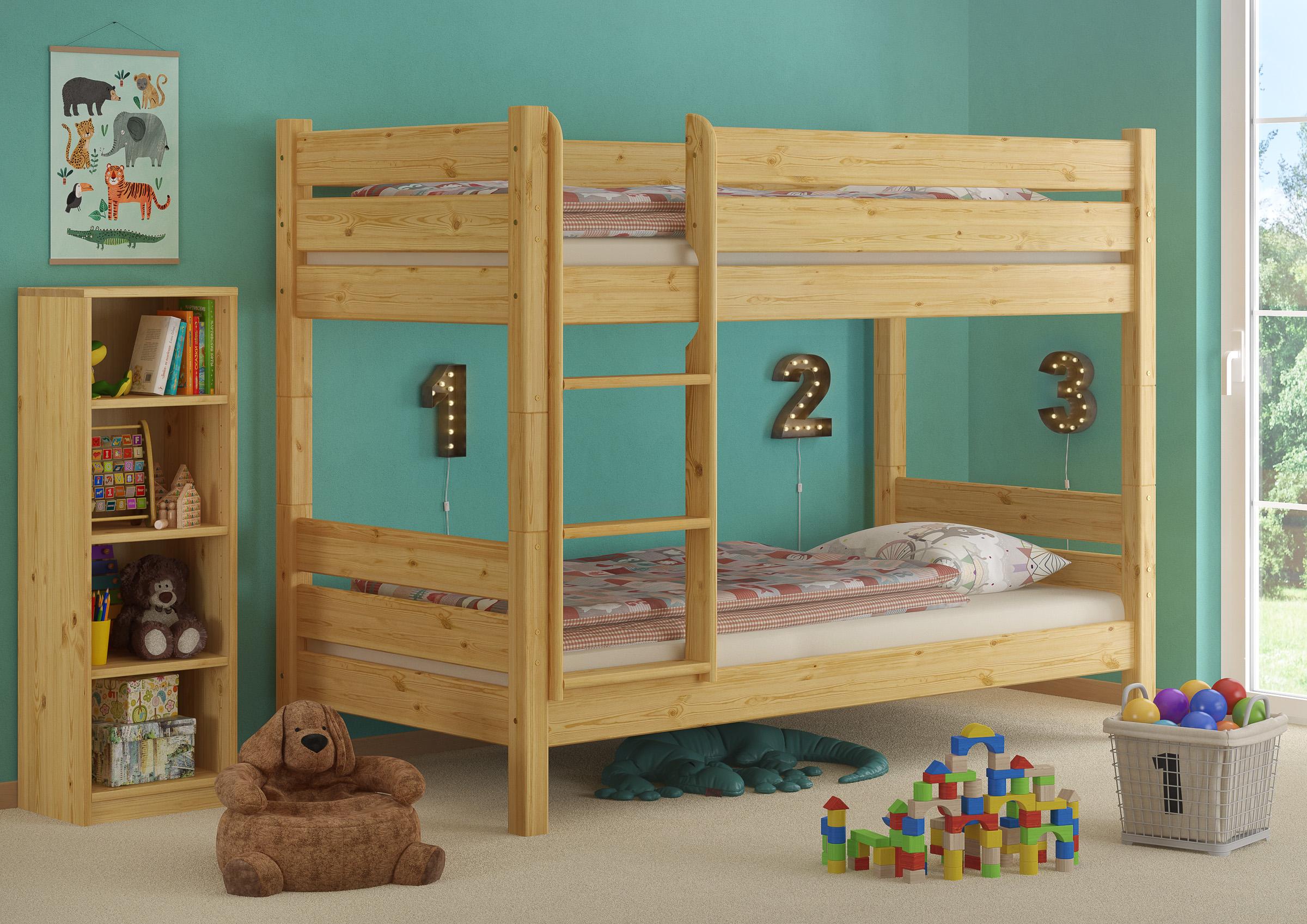 Etagenbett variables Zubehör extra stabil 80x200 Massivholzbett Nische 80 teilbar V-60.16-08T80ohne Zubehör