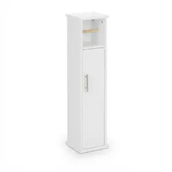 Relaxdays Toilettenpapierhalter stehend, 2 Fächer, Badezimmeregal, HBT: 77x18,5x17,5 cm, WC Papier Schrank, weiß/silber