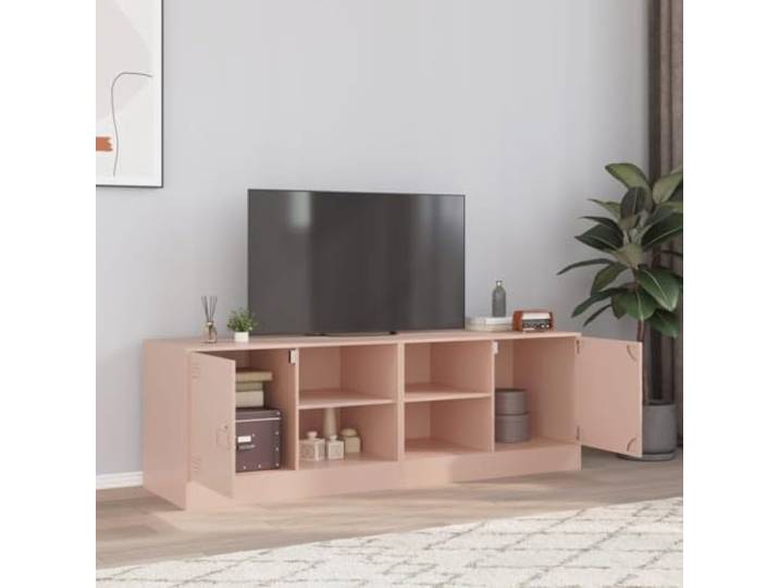 HEFZGDB TV-Schrank 2 Stück Rosa 67x39x44 cm Stahl Regal mit Griff – Robuster Stauraum für Zeitschriften Bücher Fernbedienungen – Kaltgewalzter Stahl Gestell Praktisches Design