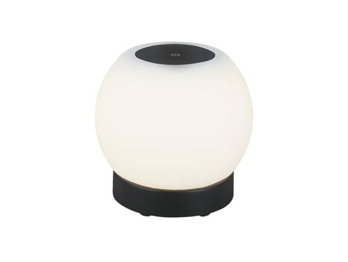 BRILONER - LED Tischlampe kabellos mit Touch, dimmbar in Stufen, Glasschirm, Nachttischlampe, Leselampe, LED lampe, Campinglampe, Tischleuchte, Akku Lampe, Outdoor Lampe, 15x16 cm, Schwarz