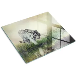 GLASPLATTE 60x52 cm Weißer Tiger