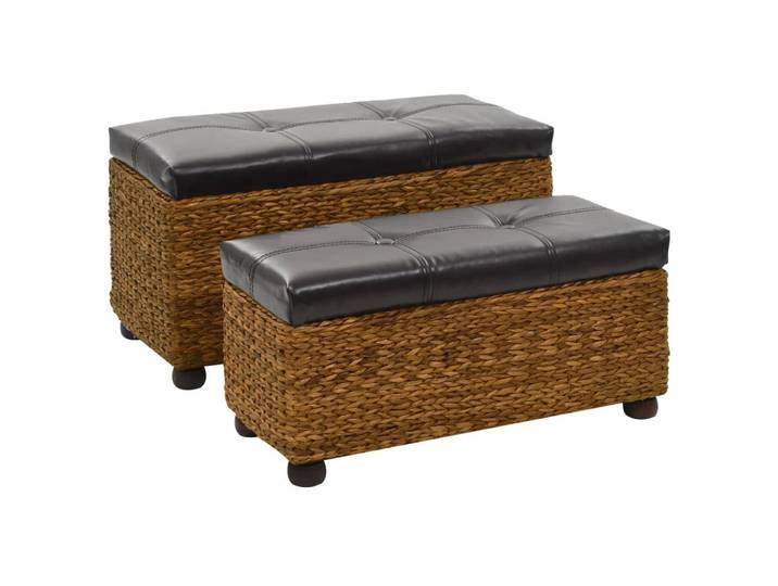 vidaXL Sitzbank 2er Set Seegras Braun, Naturmaterialen, 40x45x85 cm, Esszimmer, Bänke, Sitzbänke