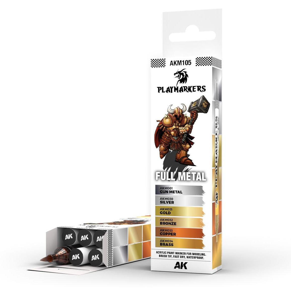 AK Interactive Playmarkers Set Vol Metal 6 stuks AK-M105