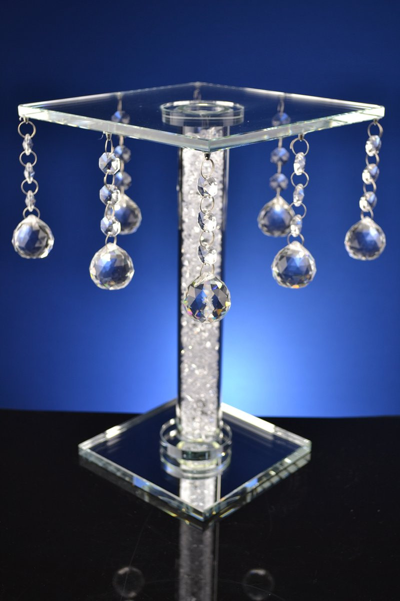 Luxe Kristallen Tafeltje Vierkant met Hangende Druppels – Elegant Design
