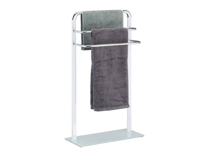 Handtuchhalter Milchglas/Chrom Weiss-Silber