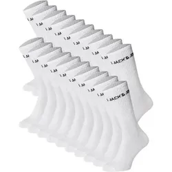 JACK AND JONES JACK&JONES Kinder Tennissocken, 20er Pack - JACREGEN TENNIS SOCKS, Baumwollmischung, Logo, Größe 33-37 in Weiß Weiß