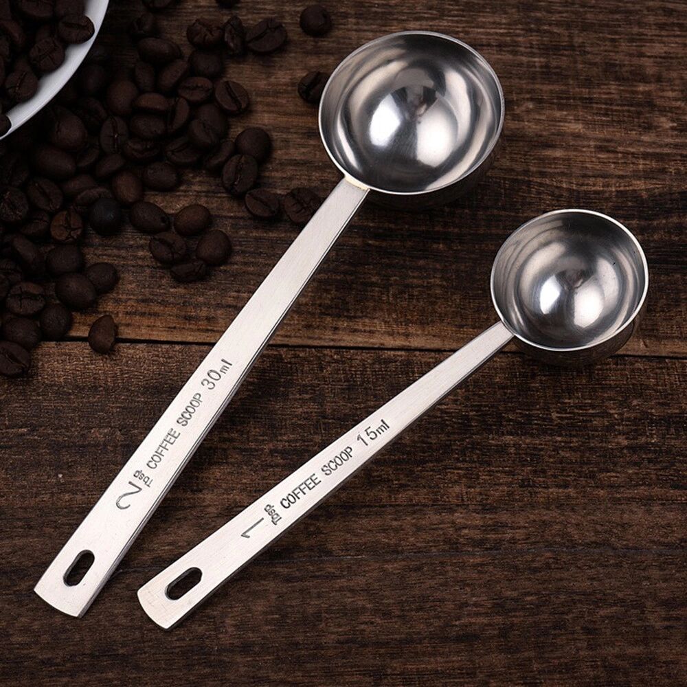 INF Lange Kaffeemesslöffel Set (2 Stück) - Edelstahl Messlöffel für Kaffee, Pulver und mehr