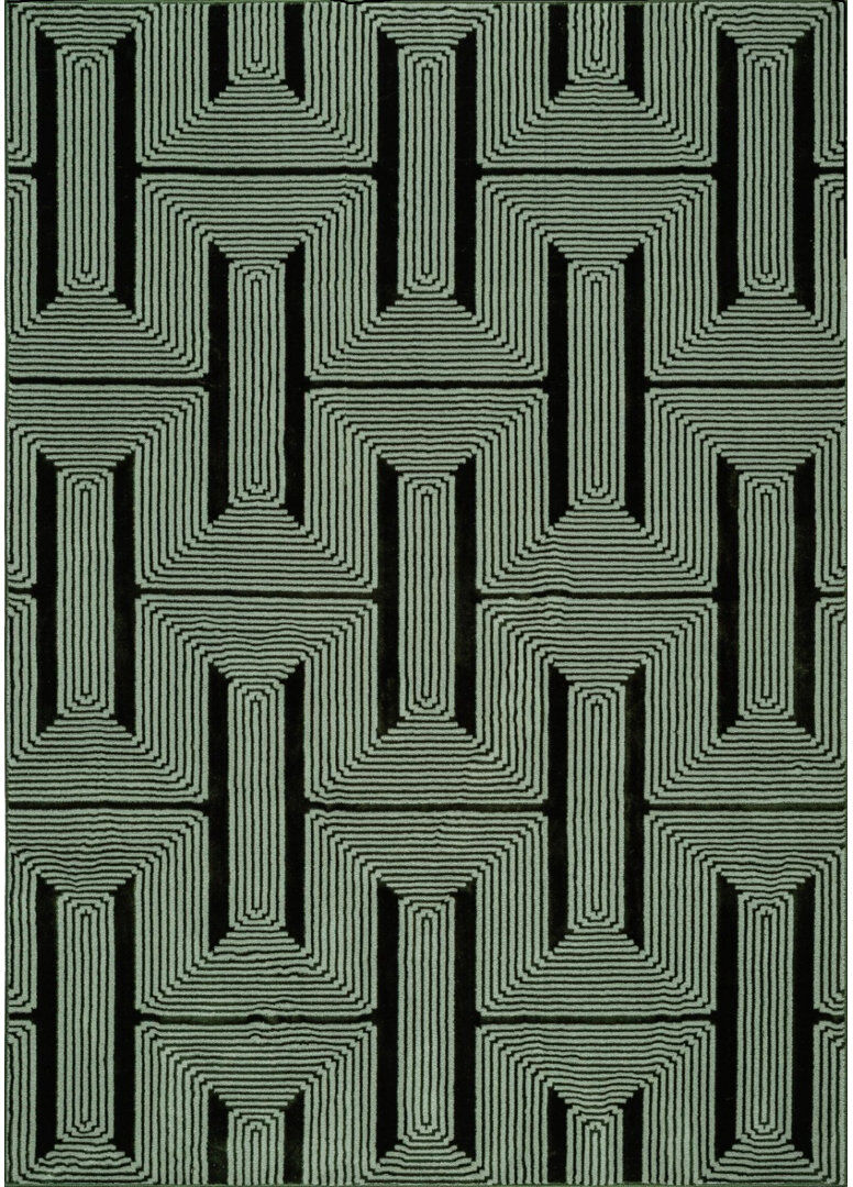 Latitude Run New Stylish Geometric Area Rug Abstract Textured Carpet For Living Room Bedroom Special Size Long Hallway Floor Mats Small Door Mats Green Rectangle 120 x 170 cm