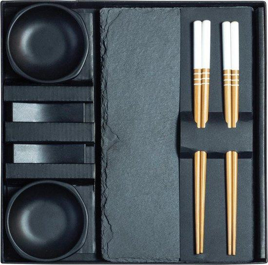 Jade Temple Sushi set voor twee personen met zwarte leisteen borden
