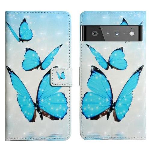 Cover-Discount Google Pixel 6 Pro - Etui Glitzer Effekt Schmetterling blau (Google Pixel 6 Pro) (102301732E)