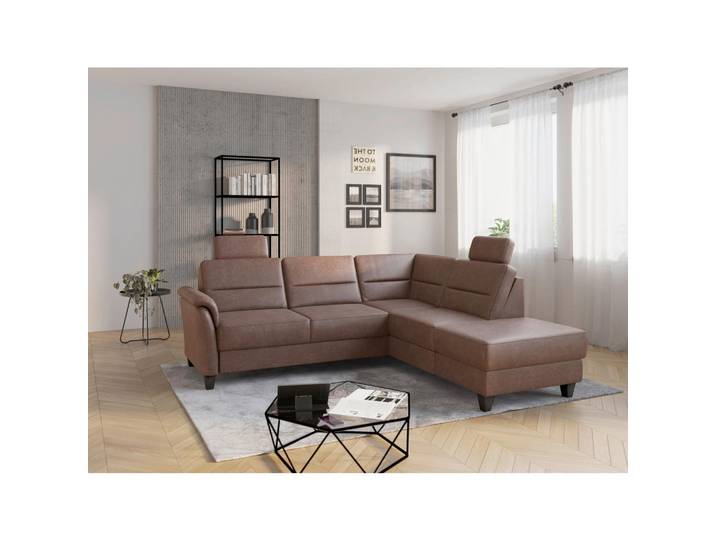 Ecksofa, Haselnuss, 236x212 cm, Textil, 5,5-Sitzer & Ottomane Rechts, Sit&More