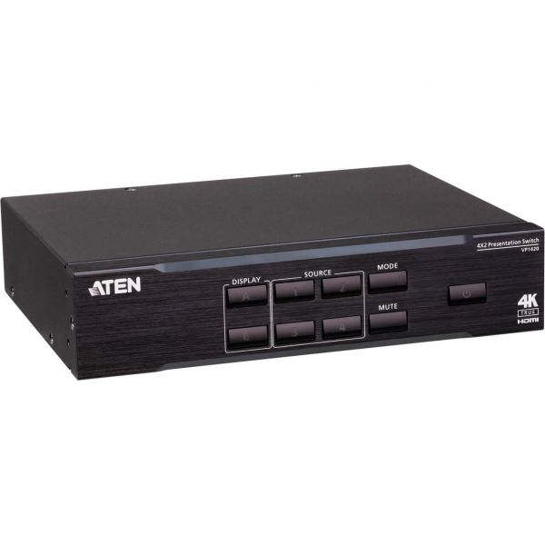 ATEN 4 x 2 True 4K Switch Präsentation Matrix Schwarz Blau Farbig Grün Orange (VP1420)