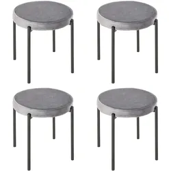 4ER-SET Esszimmerhocker Esszimmerstühle Küchenstuhl modern Polyester Stahl Grau