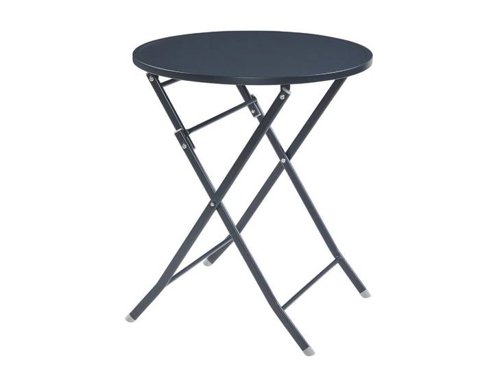 [en.casa] Gartenklapptisch Sande, Schwarz, Metall, Rund, 62x71x62 cm, Gartenmöbel, Gartentisch, Klapptische