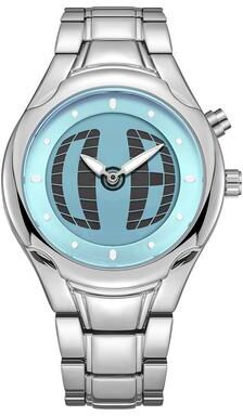 Fashion Sheath Men's Dual Display Watch Retro Futuristic Waterproof Quartz Wristwatch round Silver Blue