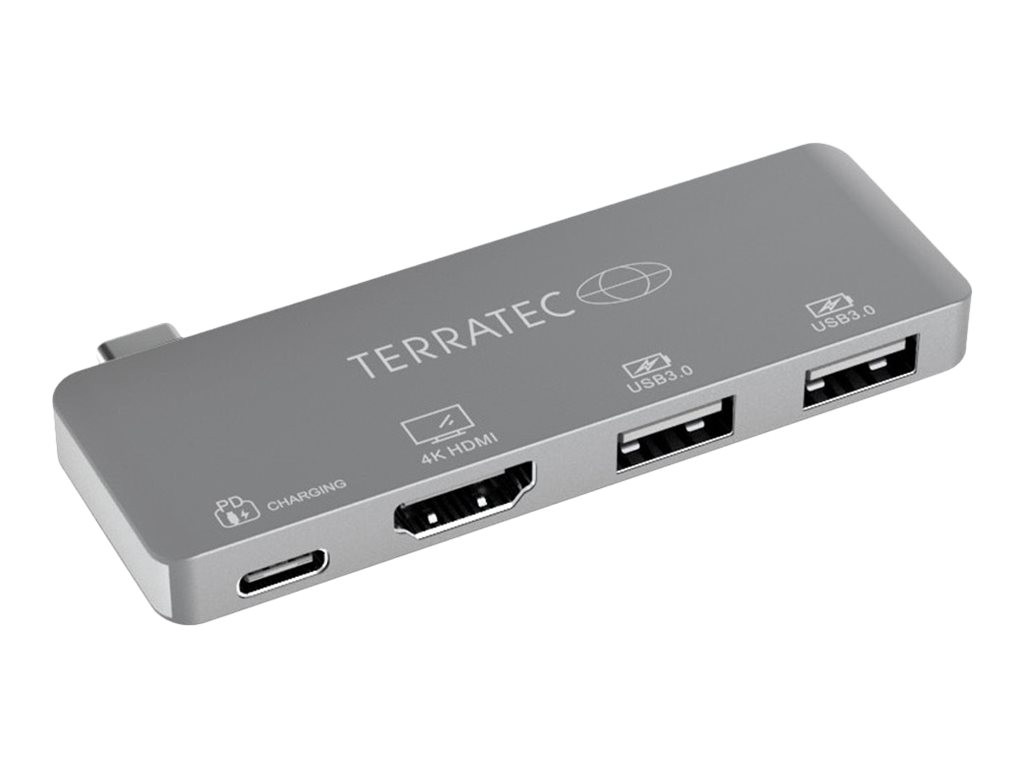 Terratec Connect C4 USB-C naar USB-C PD HDMI en 2x USB 3.0 Hub in Aluminium