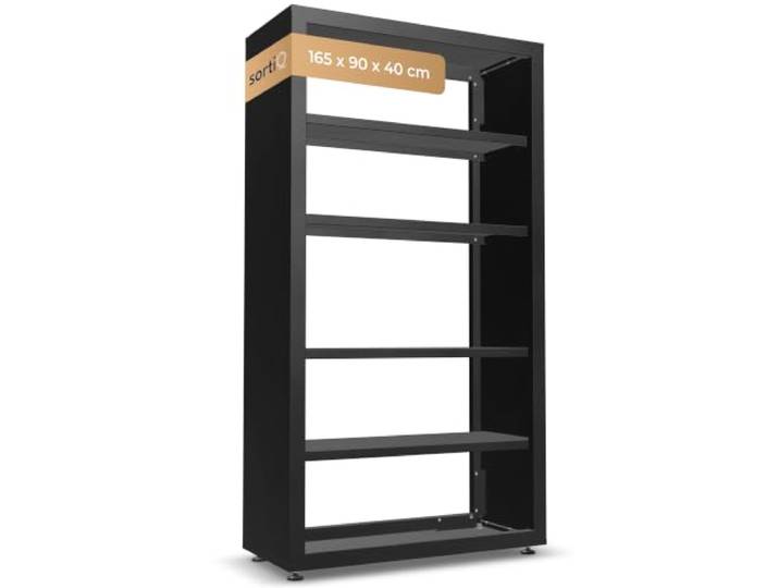 sortiQ Outdoor-Regal Metall wetterfest 50kg je Boden Größe: 165 × 90 × 40cm Vier Regalböden, Eloverzinkung, Pulverbeschichtung, ausgleichbare Stellfüße, standsicher, Made inGermany, 20 Jahre Garantie