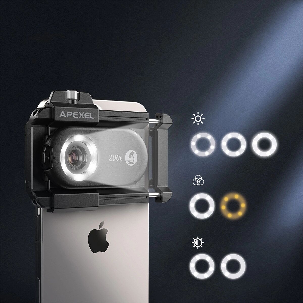 INF Lentille microscope smartphone 3-en-1 avec LED violette, grossissement 100x/200x/300x et filtre CPL