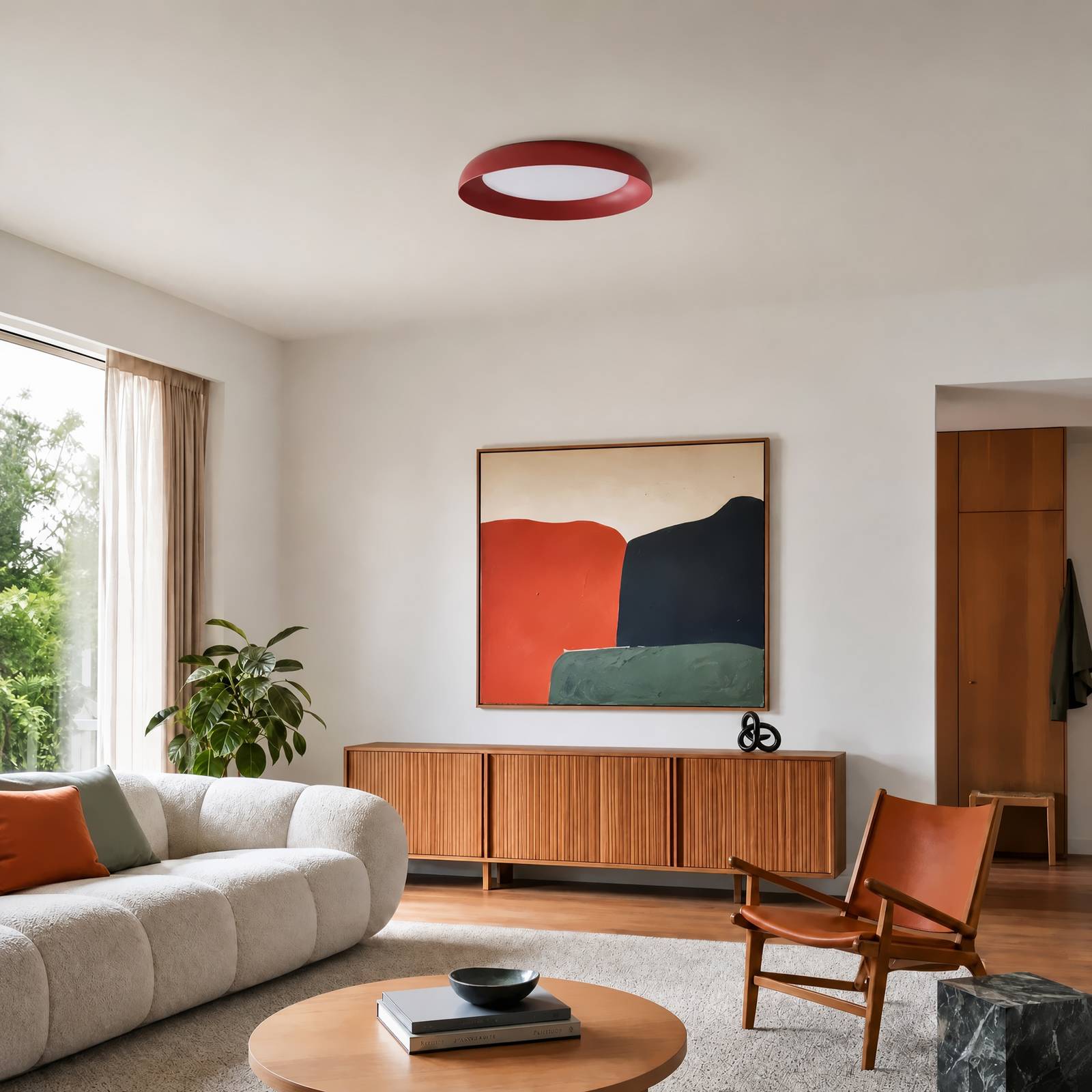 Deckenlampe Florie Lindby, rot, für Wohn- / Esszimmer, Kunststoff, Modern, Deckenlampe
