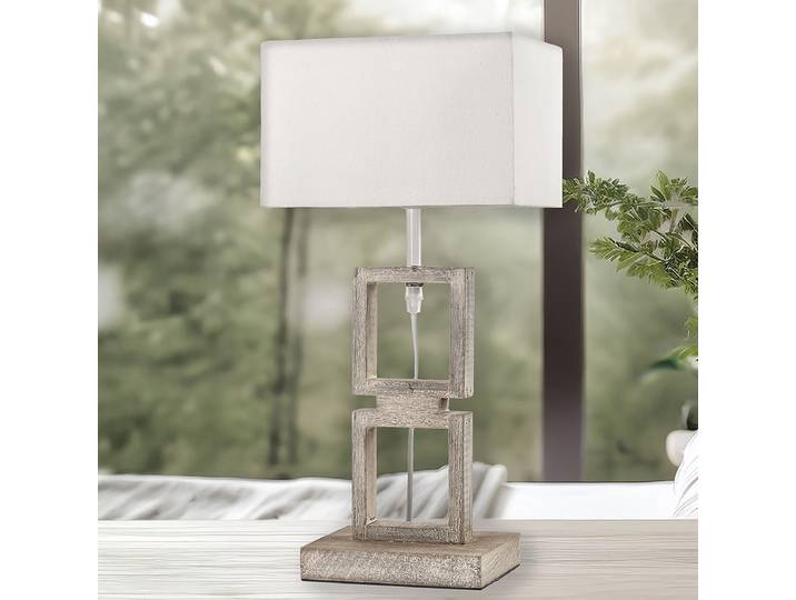 Lampe de table Kisar 30cm Blanc/Beige Coton E27