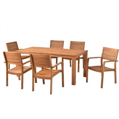 Garten-Essgruppe MERXX "»Batavia«", beige (natur, natur, natur), Massivholz, Sitzmöbel-Sets, moderne Landhausoptik in warmen Holznuancen