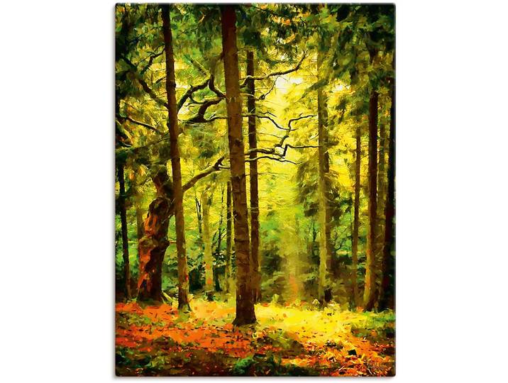 Leinwandbild ARTLAND Wald II , grün (farbe bild(er): grün), B:60cm H:80cm, Bilder, Leinwandbild, auf Holzrahmen gespannt