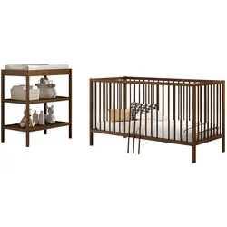 BABYZIMMER SET Keira mit Baby-/Juniorbett Wickelkommode Buche nussbaum