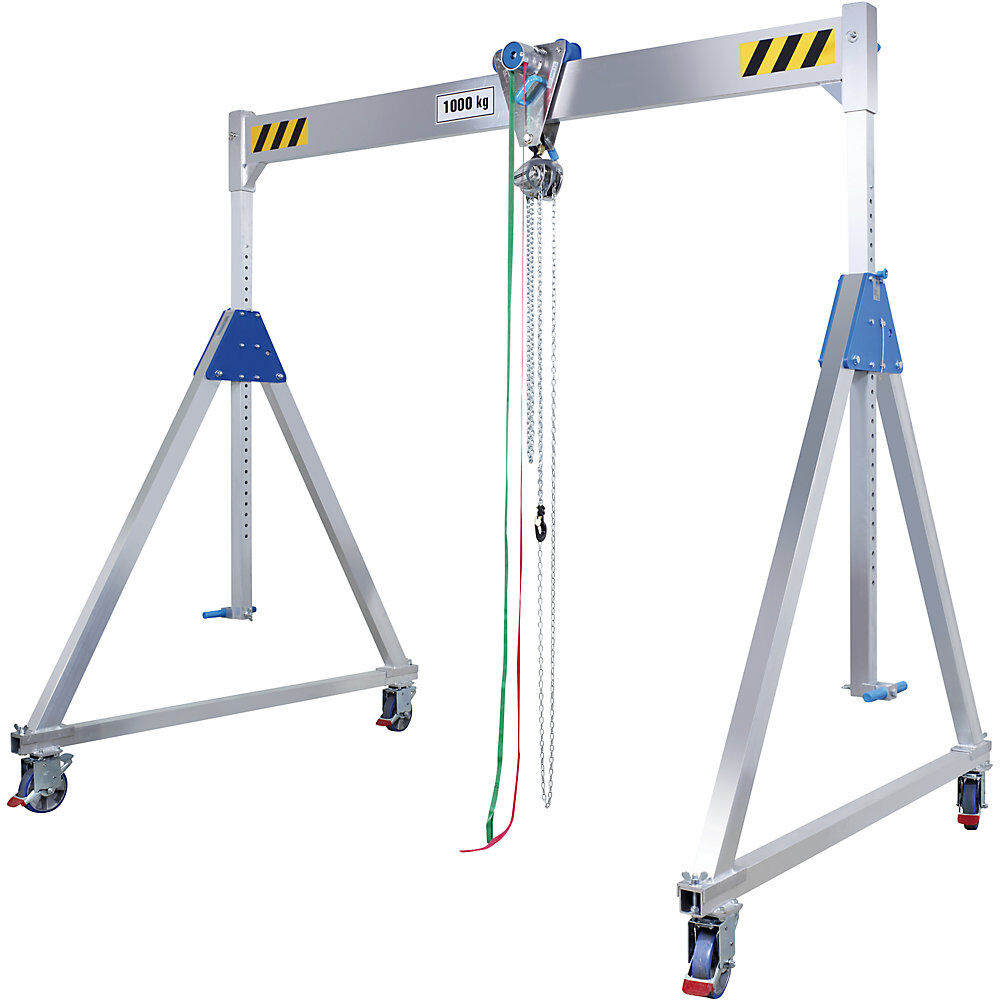 Aluminium-Portalkran ALU1, mit Stirnradflaschenzug, Tragfähigkeit 500 kg, Aufhängehöhe 2170 - 3020 mm Vetter