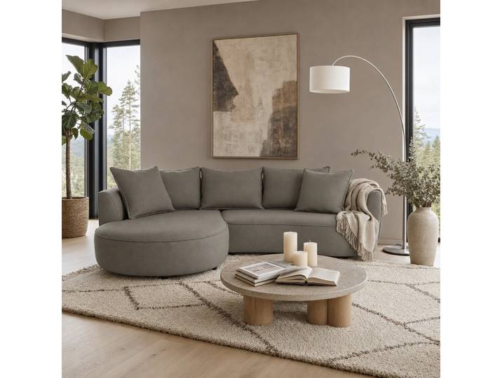 foamnova Ecksofa Mantua, Recamiere rechts/links, organische Form, 5 Kissen inklusive