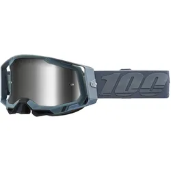 100%, Damen, Sportbrille, Goggles Racecraft 2 Battleship -Mirror Silver Lens (Battleship, Mirror Silver), Grau