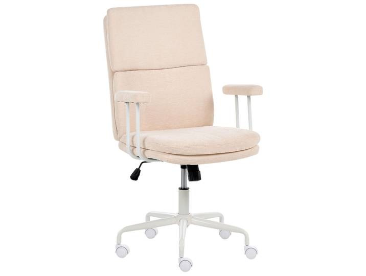 BELIANI Bürostuhl Hellbeige Stoff Drehbar Höhenverstellbar Neigungsfunktion mit Armlehnen Rollen Modernes Design für Homeoffice Schreibtischstuhl